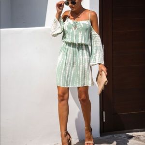 TADASANA COLD SHOULDER TIE DYE DRESS